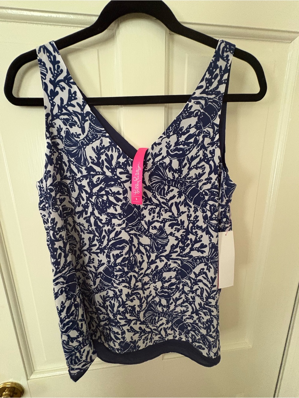 Reversible Blue and White Floral V-Neck Sleeveless Top Lilly Pulitzer S NWT
